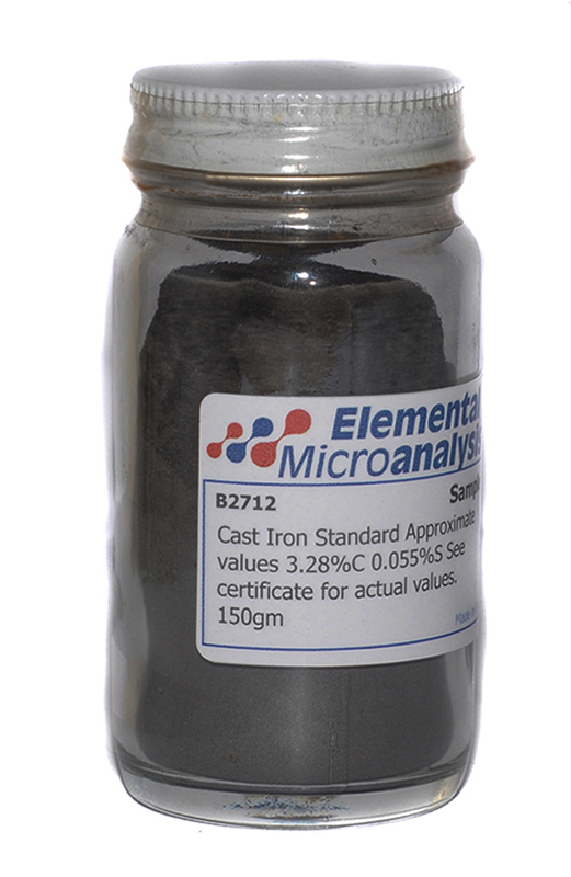 Cast Iron Powder Standard Approximate values 3.28%C 0.055%S See certificate for actual values. 150gm